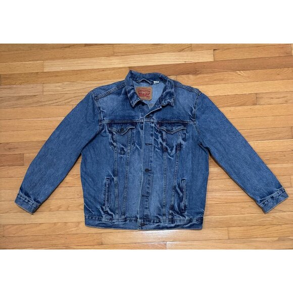 Levi’s Denim Trucker Jacket XXL Vintage Medium Wash Button Front Jean Jacket - Picture 1 of 13